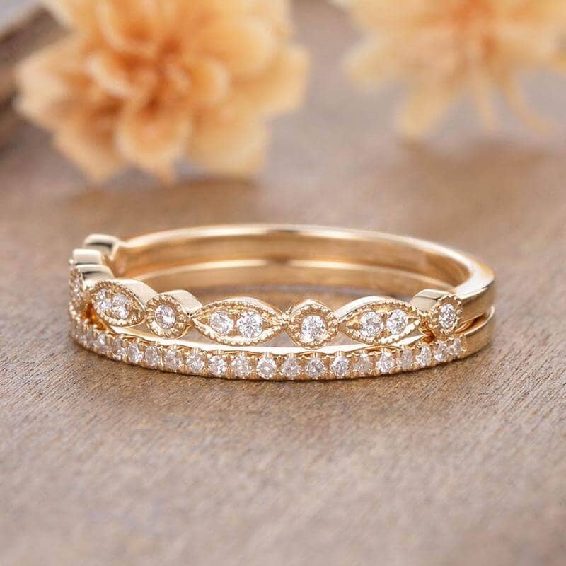 Gems One Diamond Triple Teardrop White Gold Stackable Wedding Ring (1/6  Ctw) RG11020-1WD - Michael Eller Diamonds